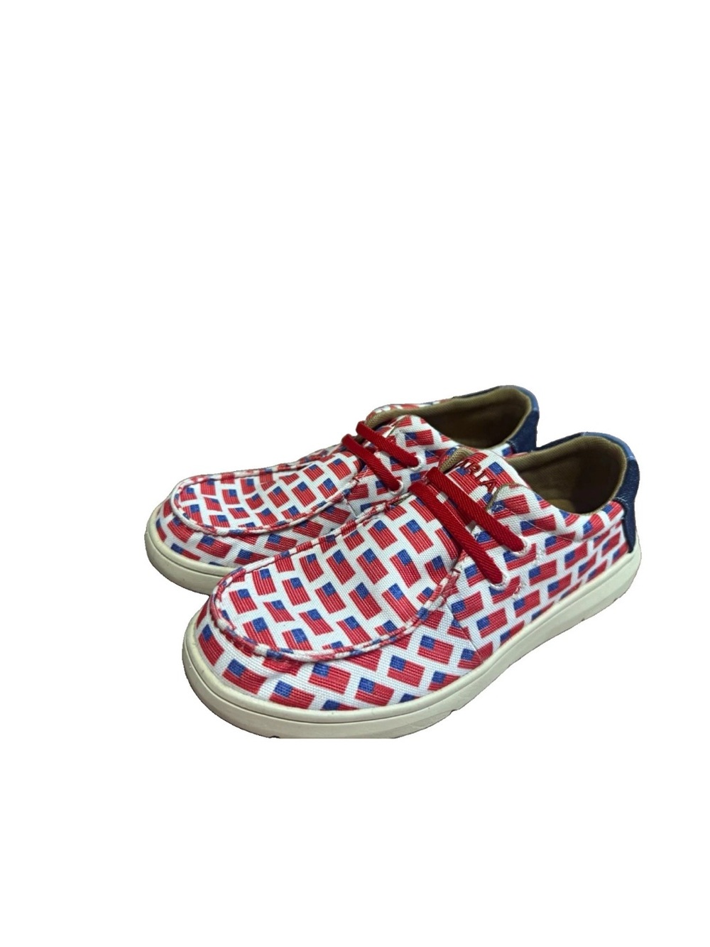 Ariat Kids Hilo Old Glory Patriotic Shoes Size 5M American Flag Canvas Slip On